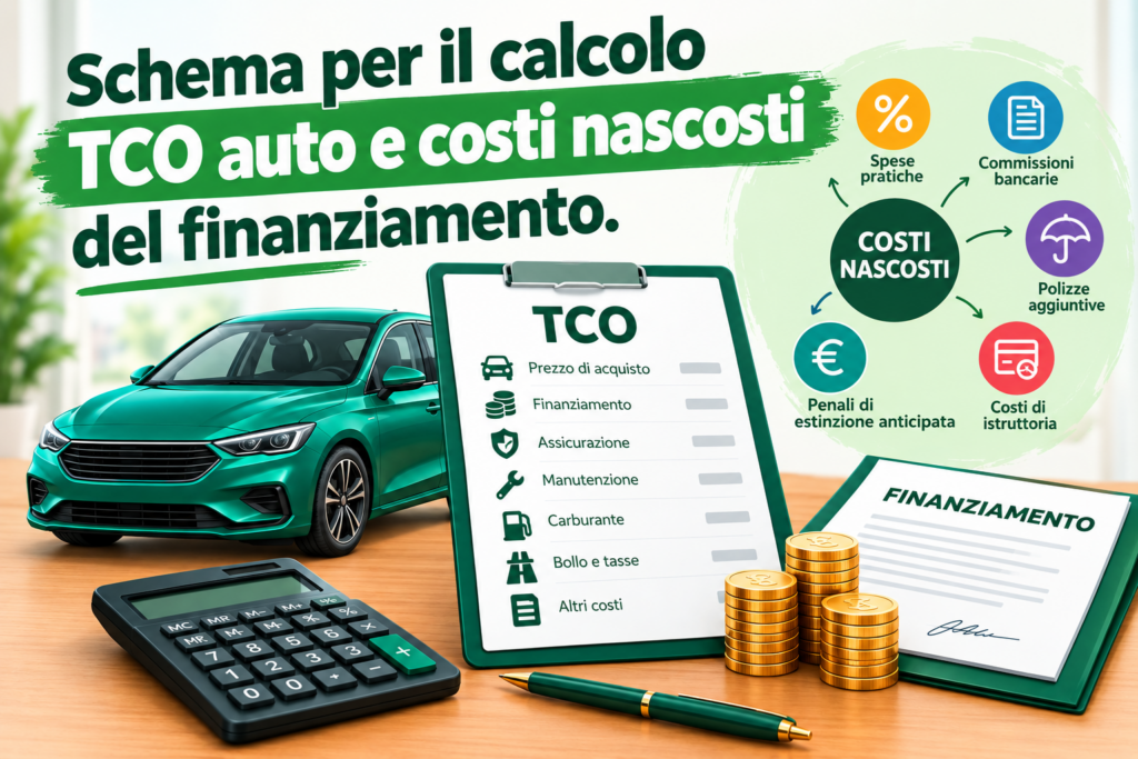 Schema per il calcolo TCO auto e costi nascosti del finanziamento